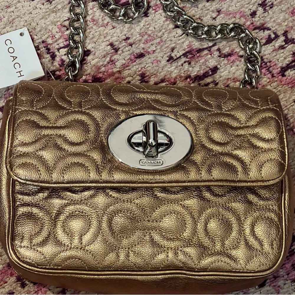 NWT Coach Madison Metallic Leather Small Bag